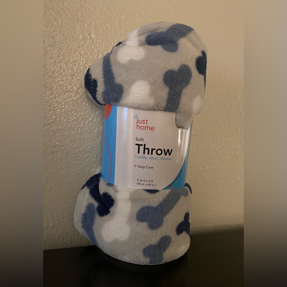 New Just Home Soft Throw Blanket - Blue and Gray